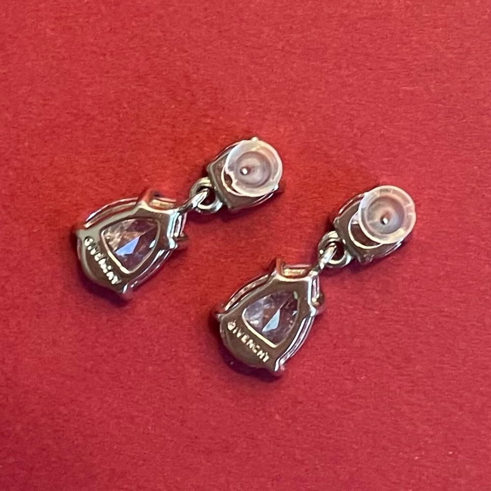 Givenchy Teardrop Silver Crystal Drop Earrings - image 2